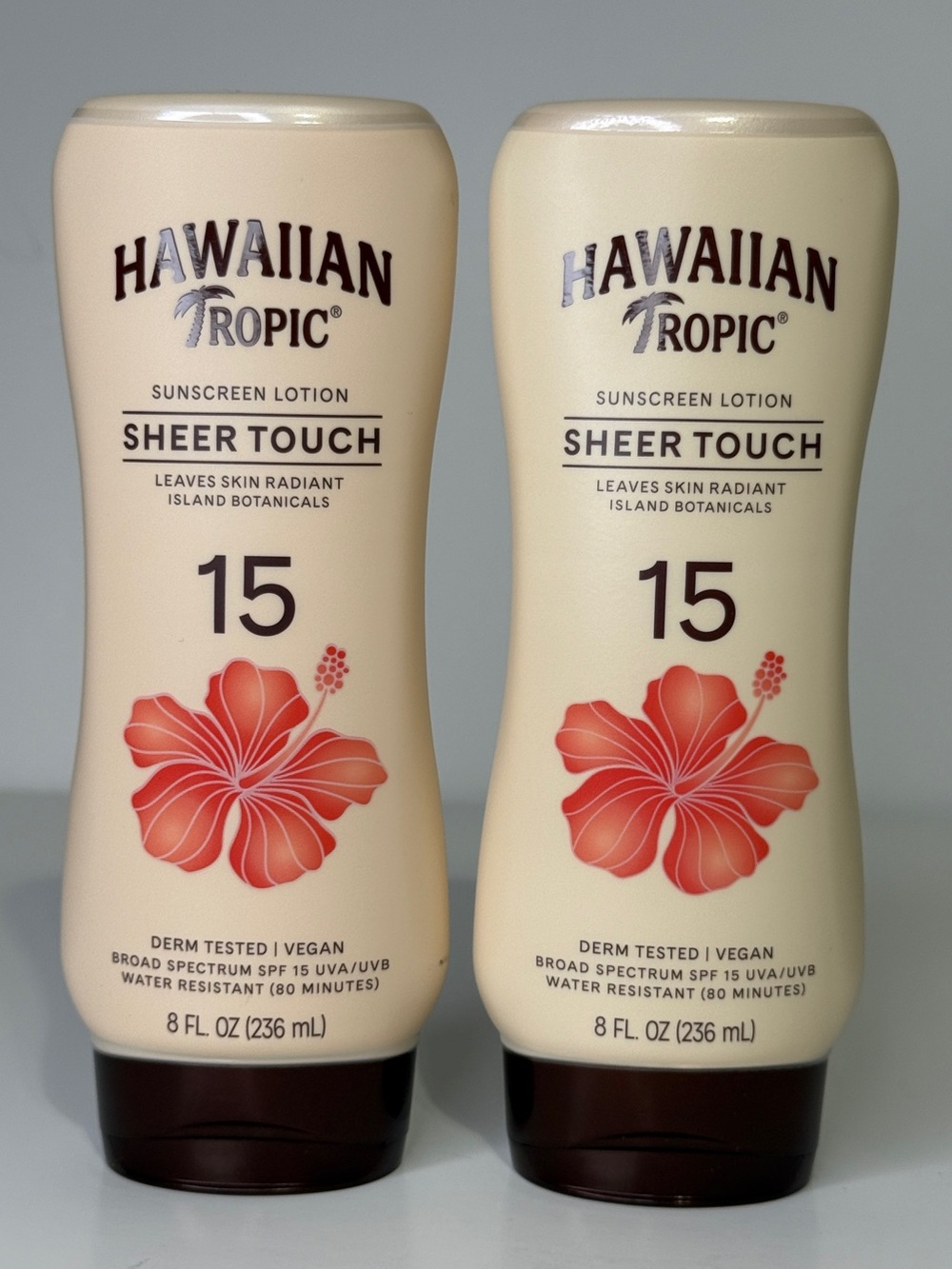 Hawaiian Tropic Sheer Touch SPF 15 Sunscreen Lotion 8 fl oz Lot of 2